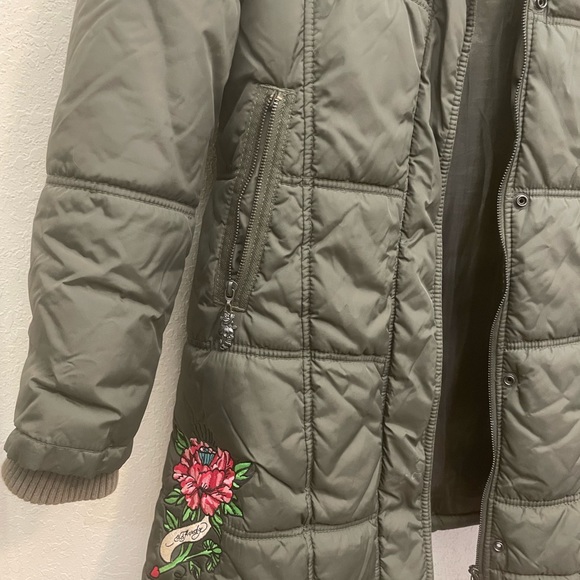 Ed Hardy Tiger Puffer Coat jacket Size L - Picture 4 of 13